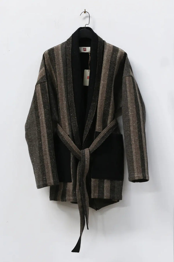 AVIVA JIFEI XUE A21-BWJ Heavy Wool Blend Belted Wrap Jacket